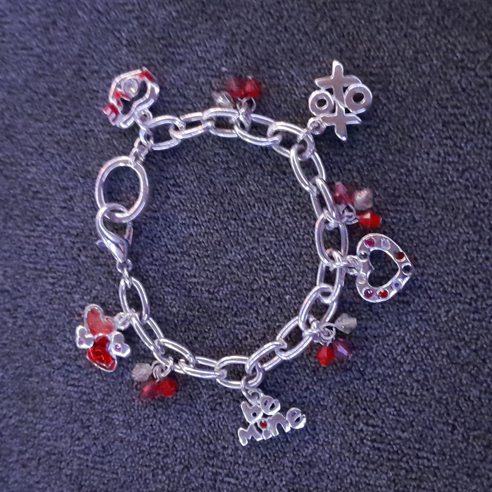 Silver Valentine's Day Charm Bracelet